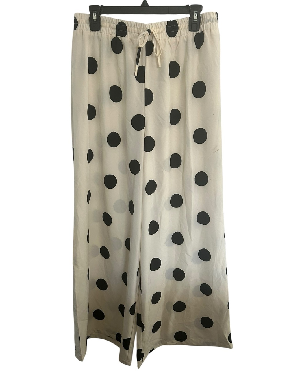 Polka Dot Casual Lightweight Wide Leg Drawstring Pants